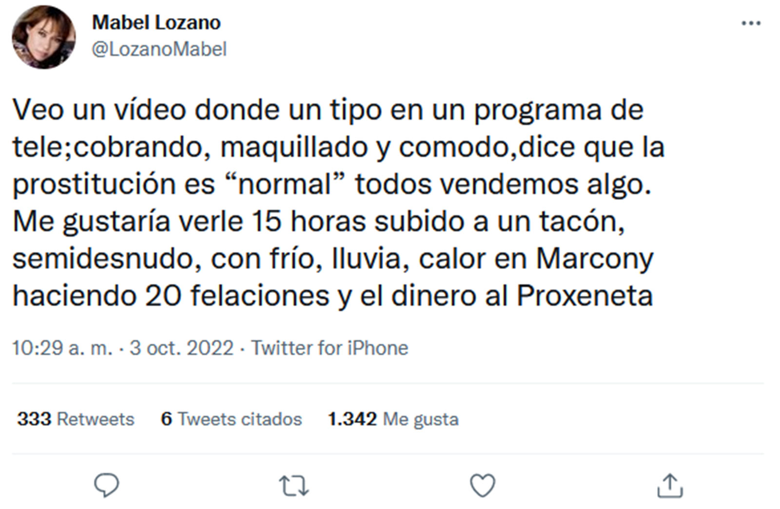 Tuit de Mabel Lozano